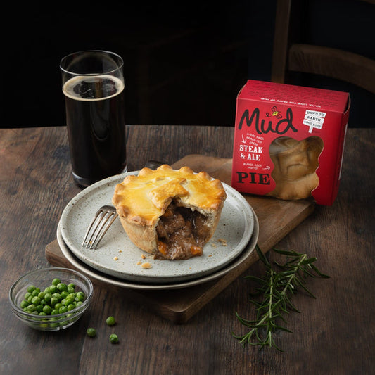 Tunworth steak & ale pie on a plate