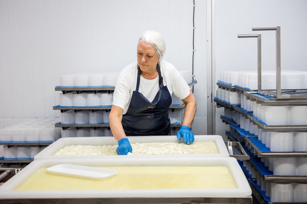 Stacey preparing the Tunworth cheese